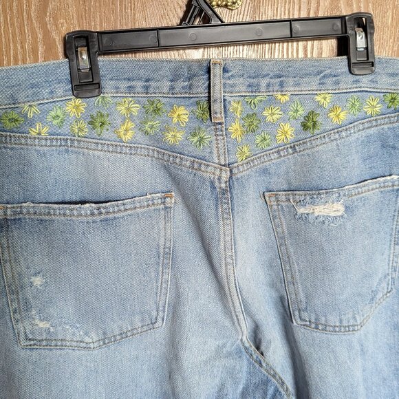 Zara Upcycled Denim Jeans, Embroidered Floral, 14 - Picture 3 of 8